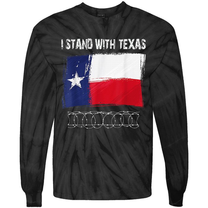 I Stand With Texas Flag Usa State Of Texas Tie-Dye Long Sleeve Shirt