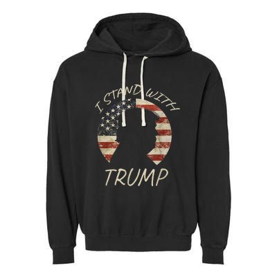 I Stand With Trump Pro Republican American Flag Vintage Garment-Dyed Fleece Hoodie