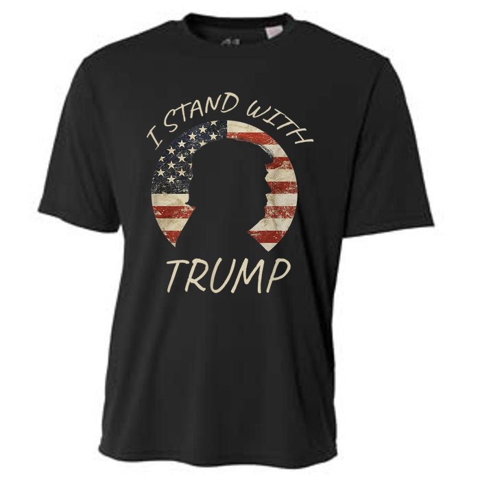 I Stand With Trump Pro Republican American Flag Vintage Cooling Performance Crew T-Shirt