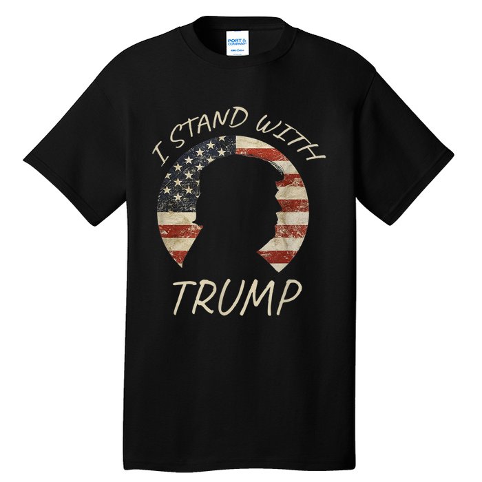 I Stand With Trump Pro Republican American Flag Vintage Tall T-Shirt