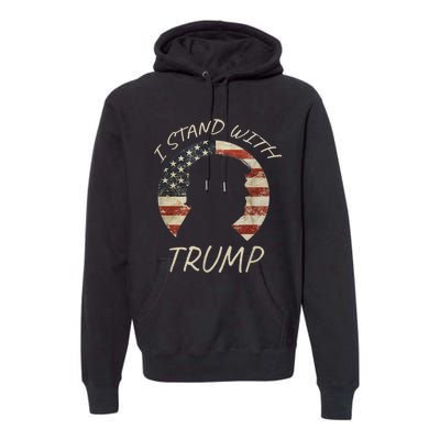 I Stand With Trump Pro Republican American Flag Vintage Premium Hoodie