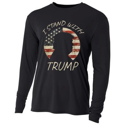 I Stand With Trump Pro Republican American Flag Vintage Cooling Performance Long Sleeve Crew