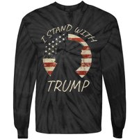 I Stand With Trump Pro Republican American Flag Vintage Tie-Dye Long Sleeve Shirt