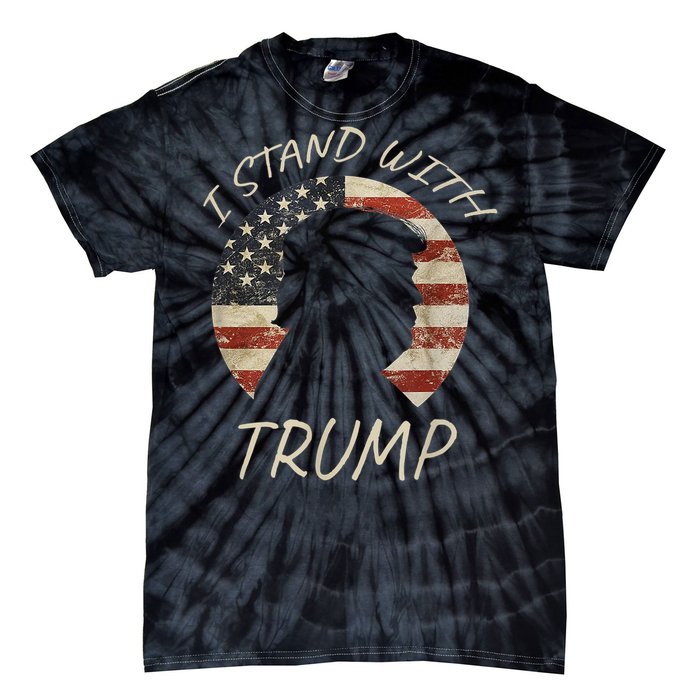 I Stand With Trump Pro Republican American Flag Vintage Tie-Dye T-Shirt