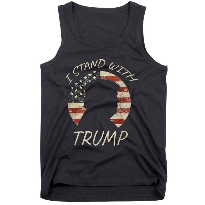 I Stand With Trump Pro Republican American Flag Vintage Tank Top