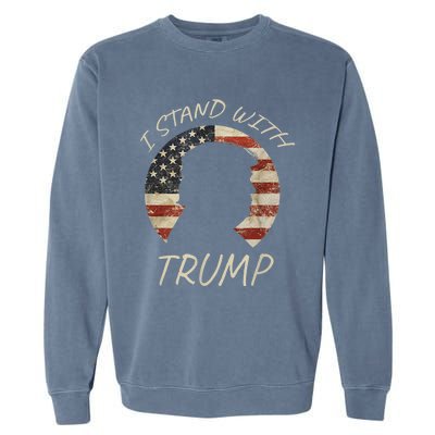 I Stand With Trump Pro Republican American Flag Vintage Garment-Dyed Sweatshirt