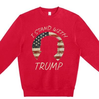 I Stand With Trump Pro Republican American Flag Vintage Premium Crewneck Sweatshirt