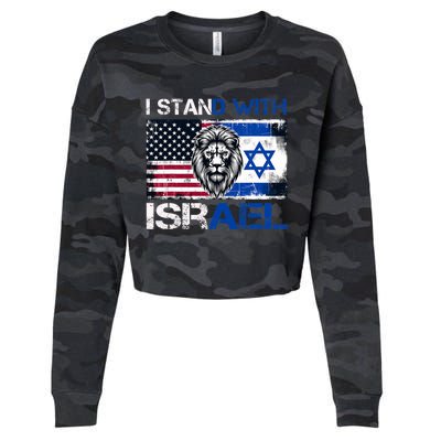 I Stand With Israel US Support Lion Love Israeli Brotherhood Cropped Pullover Crew