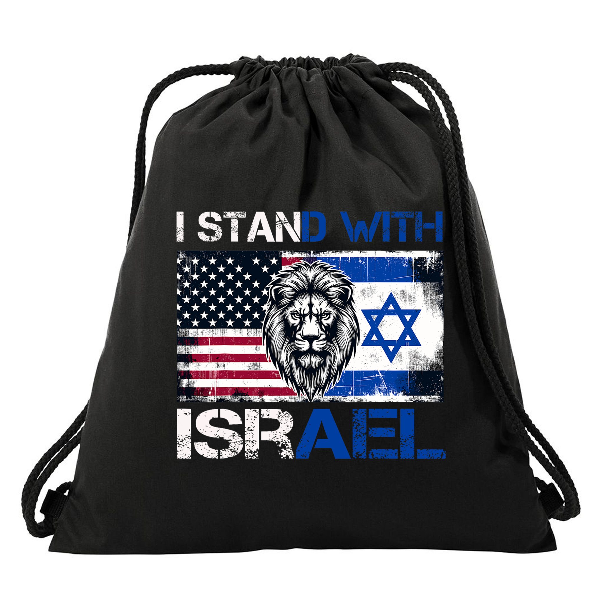 I Stand With Israel US Support Lion Love Israeli Brotherhood Drawstring Bag