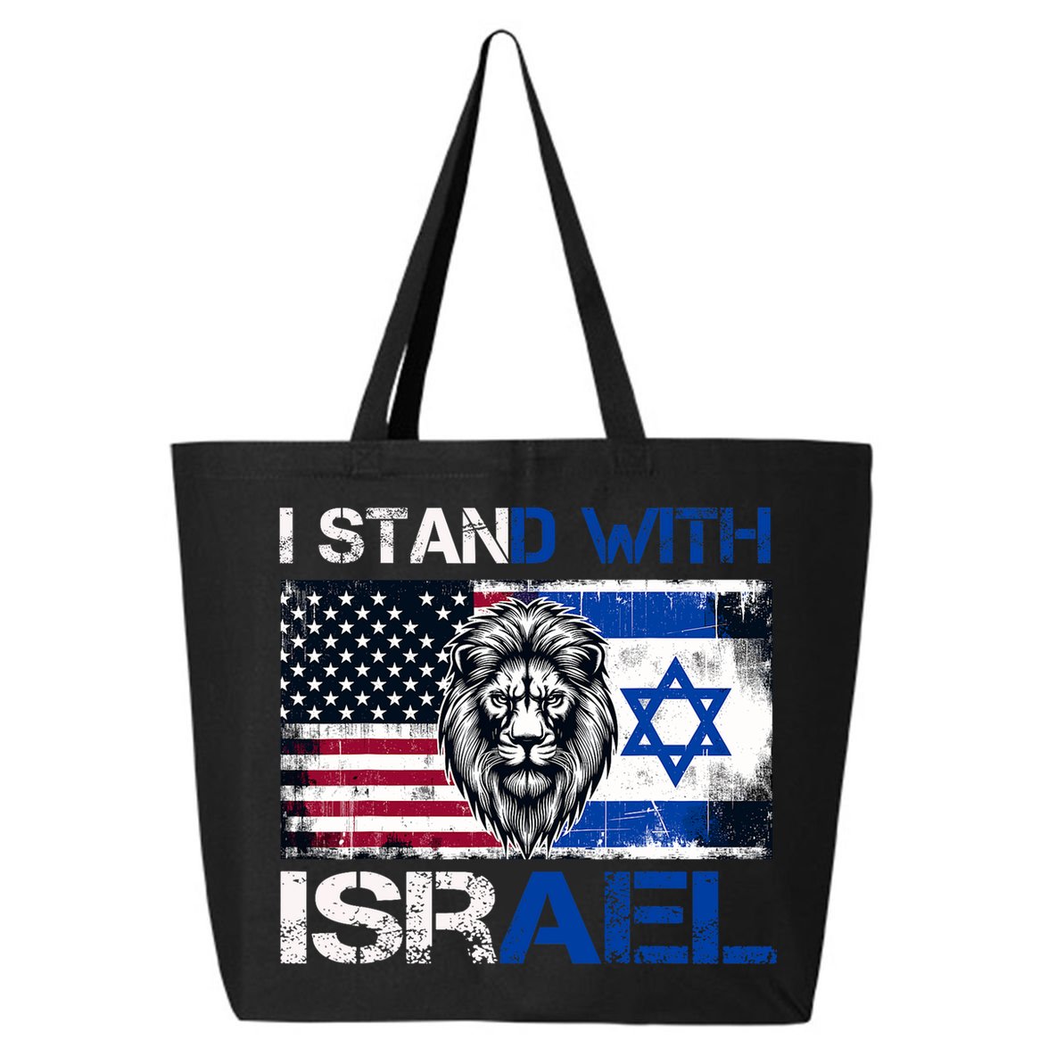 I Stand With Israel US Support Lion Love Israeli Brotherhood 25L Jumbo Tote