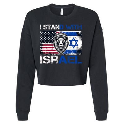 I Stand With Israel US Support Lion Love Israeli Brotherhood Cropped Pullover Crew