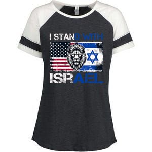 I Stand With Israel US Support Lion Love Israeli Brotherhood Enza Ladies Jersey Colorblock Tee