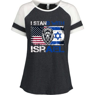 I Stand With Israel US Support Lion Love Israeli Brotherhood Enza Ladies Jersey Colorblock Tee