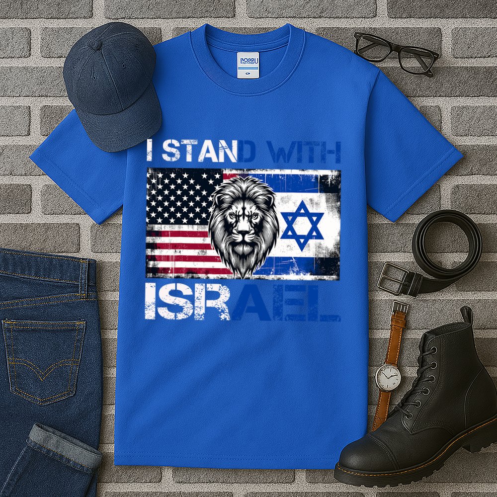 I Stand With Israel US Support Lion Love Israeli Brotherhood Tall T-Shirt