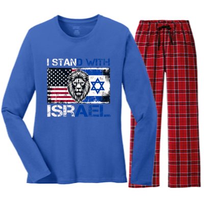 I Stand With Israel US Support Lion Love Israeli Brotherhood Women's Long Sleeve Flannel Pajama Set 