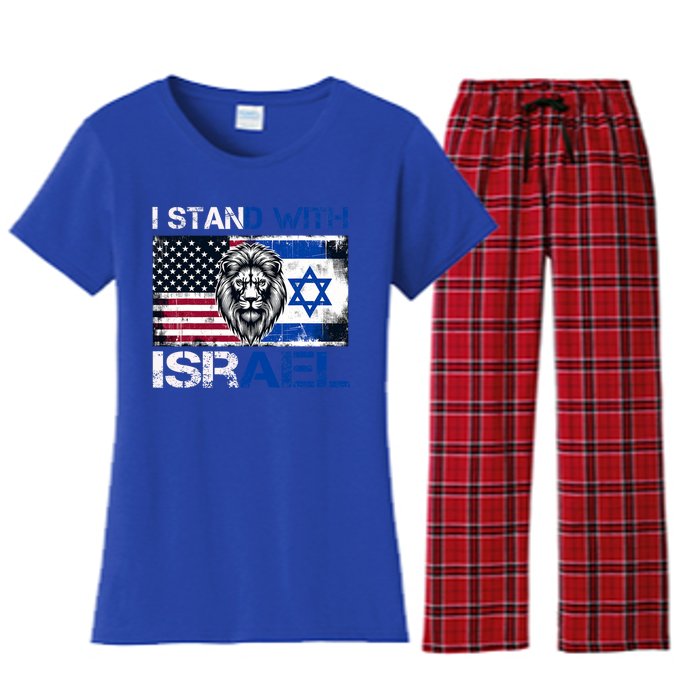 I Stand With Israel US Support Lion Love Israeli Brotherhood Women's Flannel Pajama Set