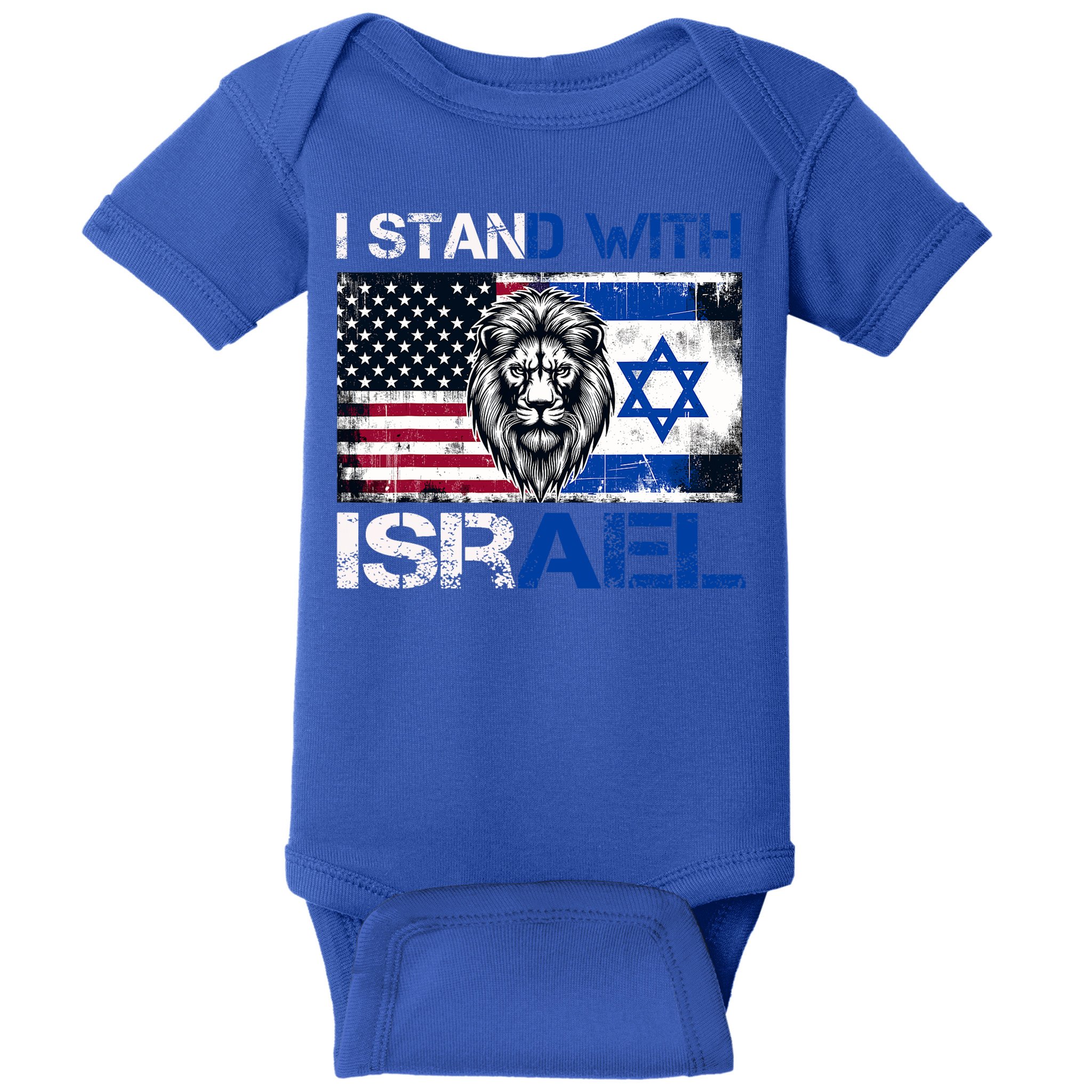 I Stand With Israel US Support Lion Love Israeli Brotherhood Baby Bodysuit