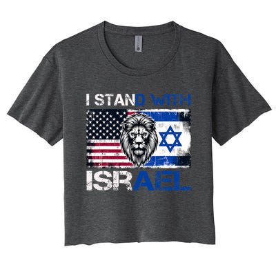 I Stand With Israel US Support Lion Love Israeli Brotherhood Women's Crop Top Tee