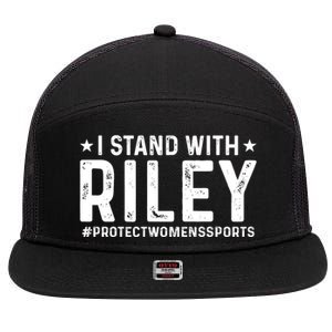 I Stand With Riley Gaines #ProtectWomensSports 7 Panel Mesh Trucker Snapback Hat