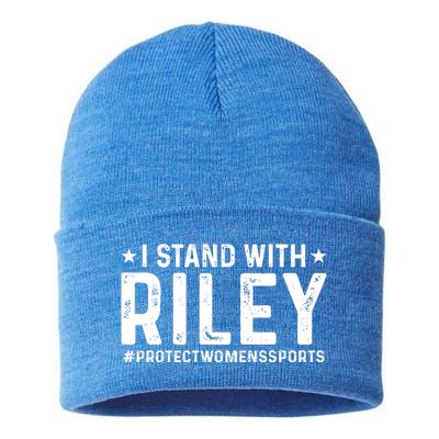 I Stand With Riley Gaines #ProtectWomensSports Sustainable Knit Beanie