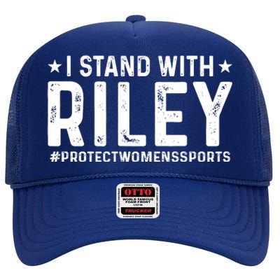 I Stand With Riley Gaines #ProtectWomensSports High Crown Mesh Back Trucker Hat