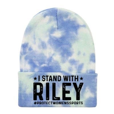 I Stand With Riley Gaines #ProtectWomensSports Tie Dye 12in Knit Beanie