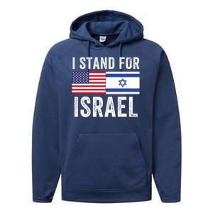 I Stand With Israel Usa Israeli Flag Jewish I Love Israel I Support Israel Performance Fleece Hoodie