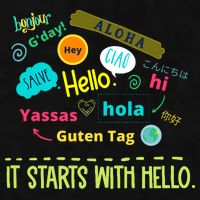 It Starts With Hello Friendship Unity Inclusion Teacher Gift Ladies PosiCharge Tri-Blend Wicking Tank