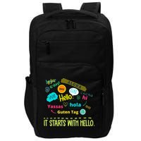 It Starts With Hello Friendship Unity Inclusion Teacher Gift Impact Tech Backpack