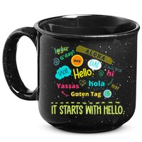 It Starts With Hello Friendship Unity Inclusion Teacher Gift 15oz Campfire Ceramic Mug