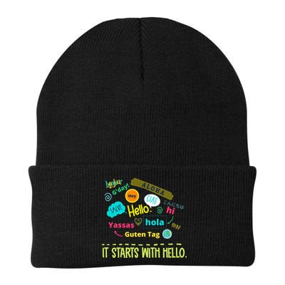 It Starts With Hello Friendship Unity Inclusion Teacher Gift Beanie