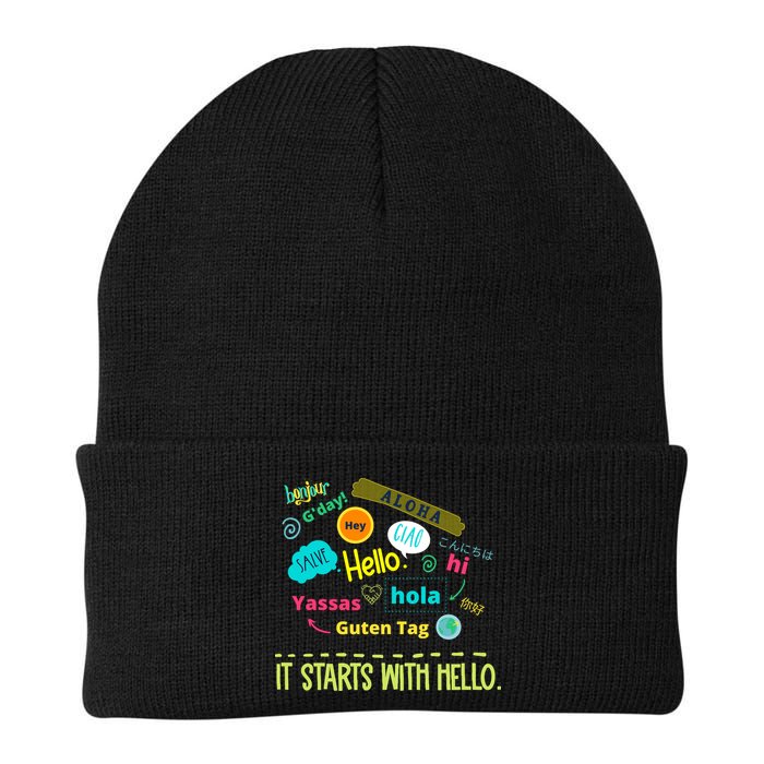 It Starts With Hello Friendship Unity Inclusion Teacher Gift Beanie