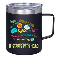 It Starts With Hello Friendship Unity Inclusion Teacher Gift 12oz Stainless Steel Coffee Mug