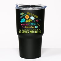 It Starts With Hello Friendship Unity Inclusion Teacher Gift Tumbler