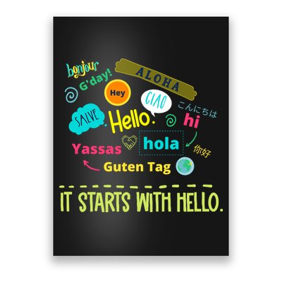 It Starts With Hello Friendship Unity Inclusion Teacher Gift Poster