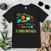 It Starts With Hello Friendship Unity Inclusion Teacher Gift Premium T-Shirt