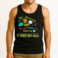 It Starts With Hello Friendship Unity Inclusion Teacher Gift Tank Top