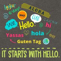 It Starts With Hello Friendship Unity Inclusion Teacher Gift Cotton Canvas Backpack