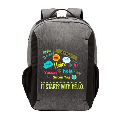 It Starts With Hello Friendship Unity Inclusion Teacher Gift Vector Backpack