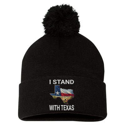 I Stand With Texas I Support Texas Pom Pom 12in Knit Beanie