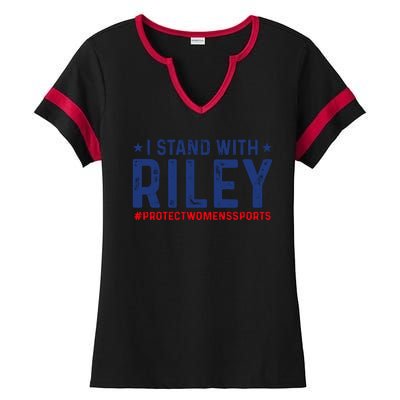 I Stand With Riley Gaines #ProtectWomensSports Ladies Halftime Notch Neck Tee