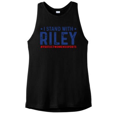 I Stand With Riley Gaines #ProtectWomensSports Ladies PosiCharge Tri-Blend Wicking Tank