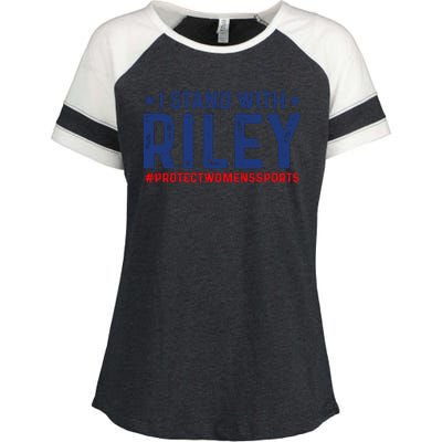 I Stand With Riley Gaines #ProtectWomensSports Enza Ladies Jersey Colorblock Tee