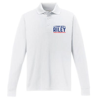 I Stand With Riley Gaines #ProtectWomensSports Performance Long Sleeve Polo