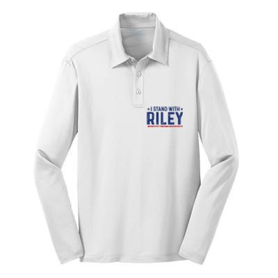 I Stand With Riley Gaines #ProtectWomensSports Silk Touch Performance Long Sleeve Polo