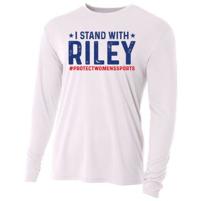 I Stand With Riley Gaines #ProtectWomensSports Cooling Performance Long Sleeve Crew