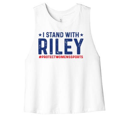 I Stand With Riley Gaines #ProtectWomensSports Women's Racerback Cropped Tank