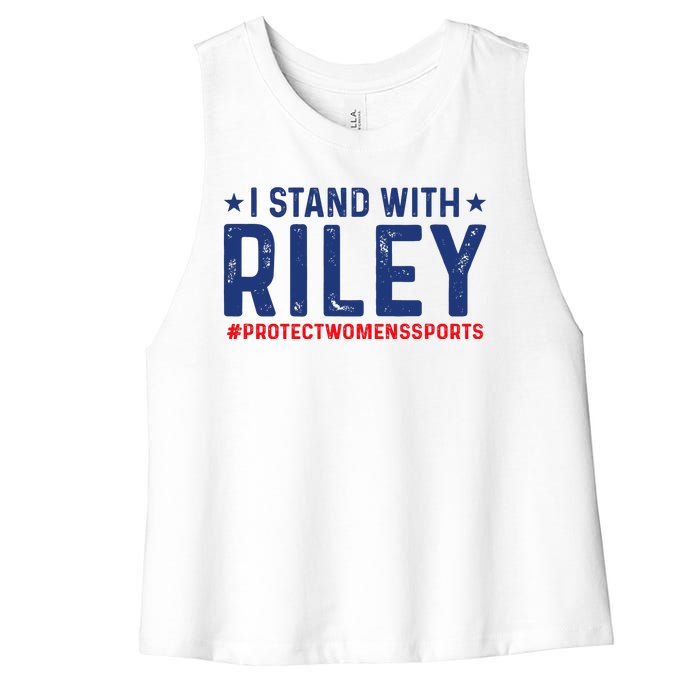 I Stand With Riley Gaines #ProtectWomensSports Women's Racerback Cropped Tank