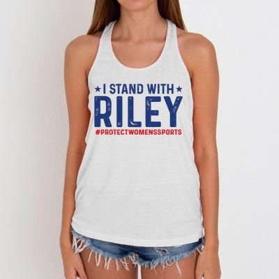 I Stand With Riley Gaines #ProtectWomensSports Women's Knotted Racerback Tank