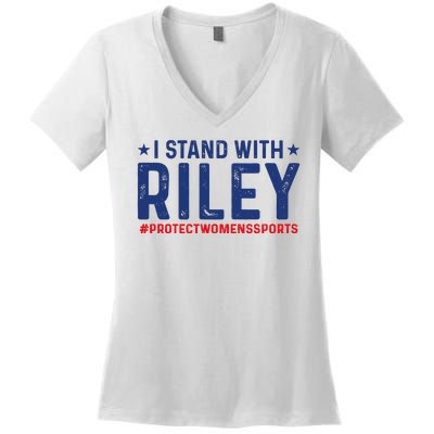 I Stand With Riley Gaines #ProtectWomensSports Women's V-Neck T-Shirt